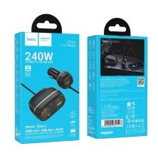 Автомобільний зарядний пристрій HOCO Z59A з роз'ємом прикурювача 2*TYPE-C PD 96W + 2*USB QC 3.0 240W, чорний