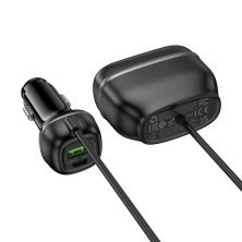 Автомобільний зарядний пристрій HOCO Z59A з роз'ємом прикурювача 2*TYPE-C PD 96W + 2*USB QC 3.0 240W, чорний