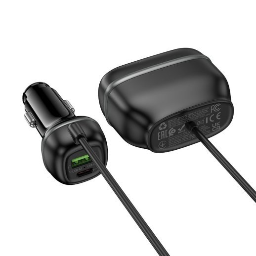 Автомобільний зарядний пристрій HOCO Z59A з роз'ємом прикурювача 2*TYPE-C PD 96W + 2*USB QC 3.0 240W, чорний