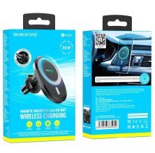 Автомобільний тримач BOROFONE BH201 magnetic 15W бездротова швидка зарядка - повітряна решітка