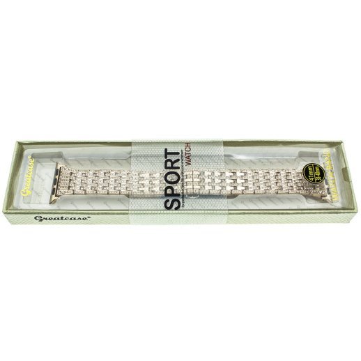 Ремінець металевий стрази rhinestones APPLE WATCH 42/44/45 MM №1