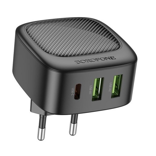 Мережевий зарядний пристрій Borofone BAS23A Type-C PD 30W 2*USB, чорний
