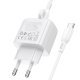 Мережевий зарядний пристрій BOROFONE BAS43A TYPE-C PD 20W + кабель TYPE-C - TYPE-C, білий