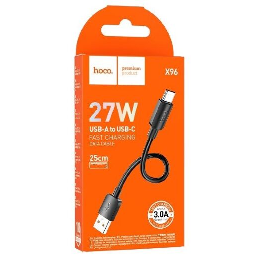 USB кабель HOCO X96 27W USB - Type-C 0,25M ЧОРНИЙ