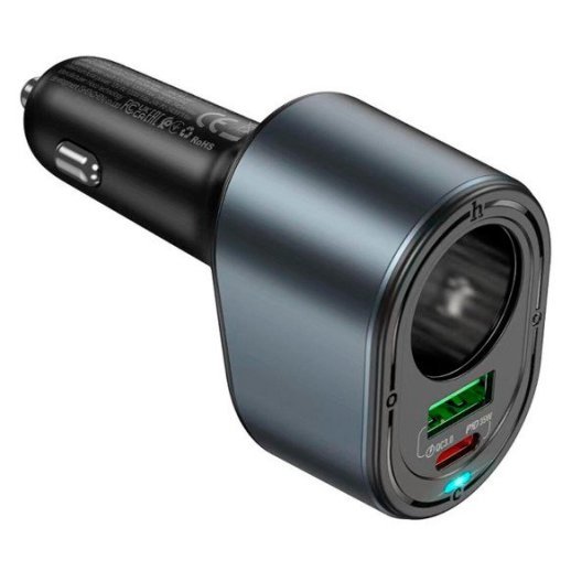 Автомобільний зарядний пристрій HOCO Z56 з роз'ємом прикурювача TYPE-C PD 35W + USB QC 3.0, чорний