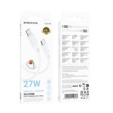 USB-C кабель BOROFONE BX115 Lotto Type-C - Lightning SILICONE, 1 метр, білий