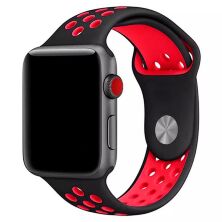 Ремінець силіконовий INKAX WB-02 для Apple Watch NIKE 38мм | 40мм | 41мм LARGE SIZE BLACK-RED
