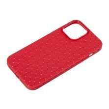 Накладка Шкіра Плетіння для Apple iPhone 13 Pro Max Red