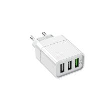 Мережевий зарядний пристрій BOROFONE BA40A Speedway three-Port QC3.0 charger(EU)