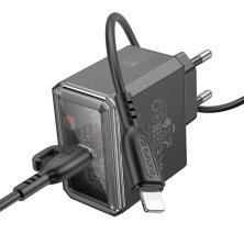 Мережевий зарядний пристрій BOROFONE BAS31A TYPE-C PD 35W + кабель TYPE-C - LIGHTNING, чорний