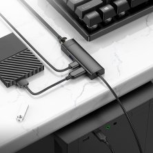 USB Конвертор HOCO HB42 4В1 HUB (USB 3.0 * 2шт. + RJ45 Ethernet), 1,20 метри, чорний