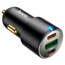 Автомобільний зарядний пристрій HOCO NZ6 45W 2×Type-C PD + USB-A QC3.0, чорний