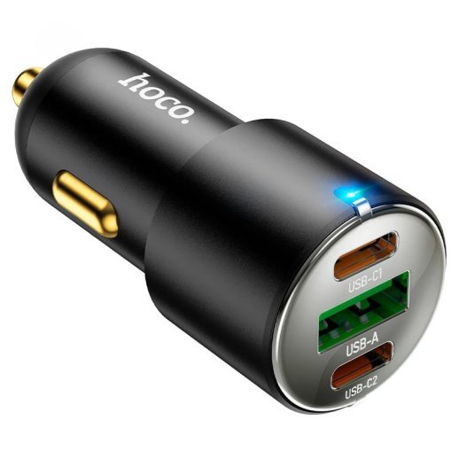 Автомобільний зарядний пристрій HOCO NZ6 45W 2×Type-C PD + USB-A QC3.0, чорний