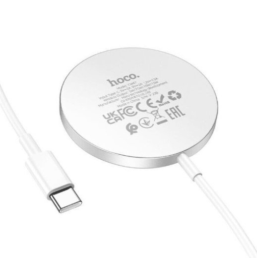 Бездротовий зарядний пристрій HOCO CW47 Magnetic Wireless Charger для iPhone (15W), білий