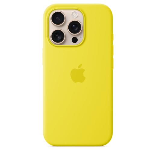 Silicone Case Original With MagSafe and Splash Apple iPhone 16 Pro Max with button Warn Yellow