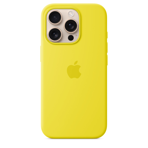 Silicone Case Original With MagSafe and Splash Apple iPhone 16 Pro Max with button Warn Yellow