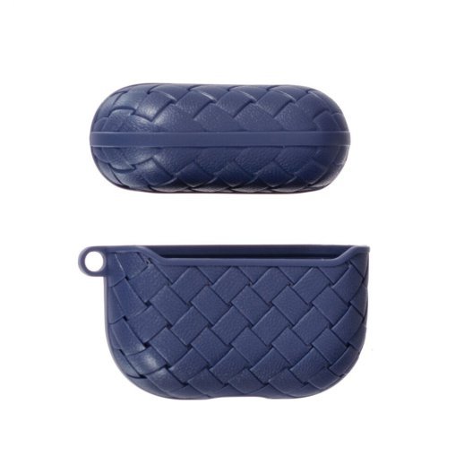 Чохол Шкіра Плетіння для AirPods 3 Blue