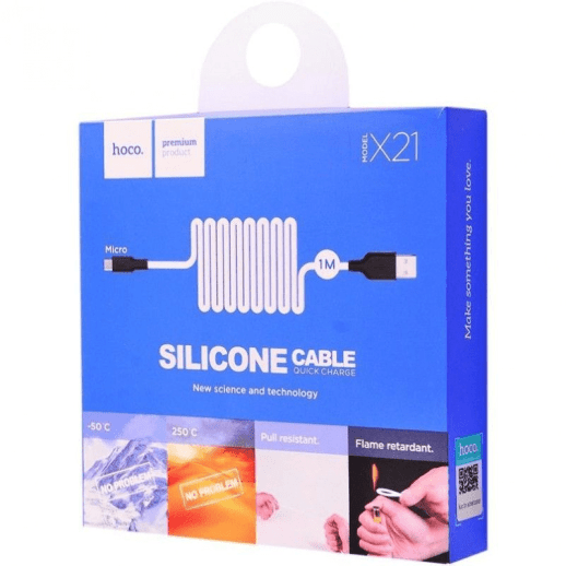 USB Cable Hoco X21 Silicone Micro 1m Black-White