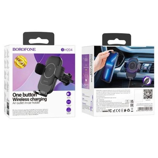 Автомобільний тримач BOROFONE BH204 Blue Charm бездротова швидка зарядка - повітряна решітка