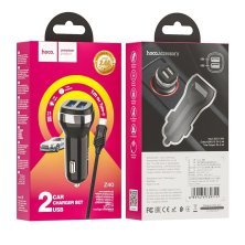 АЗУ HOCO Z40 (2USB/2.4A) + USB - Type-C (12pc) (черный)