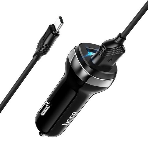 АЗУ HOCO Z40 (2USB/2.4A) + USB - Type-C (12pc) (черный)