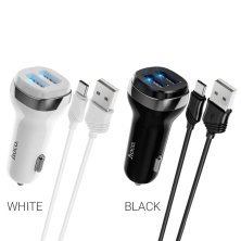АЗУ HOCO Z40 (2USB/2.4A) + USB - Type-C (12pc) (черный)