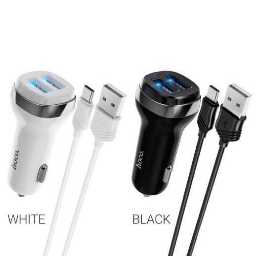 АЗУ HOCO Z40 (2USB/2.4A) + USB - Type-C (12pc) (черный)