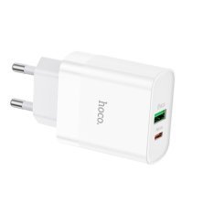 Мережевий зарядний пристрій HOCO NT9 TYPE-C PD 20W + USB QC 3.0, БІЛИЙ