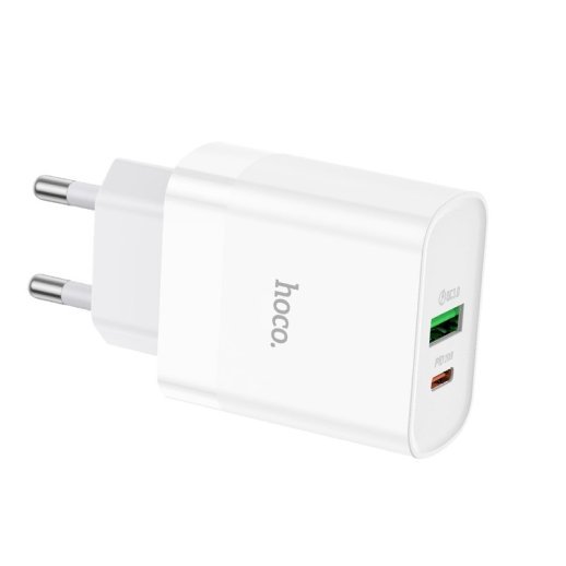 Мережевий зарядний пристрій HOCO NT9 TYPE-C PD 20W + USB QC 3.0, БІЛИЙ