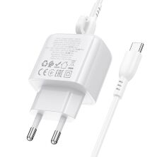 Мережевий зарядний пристрій BOROFONE BAS45A TYPE-C PD 30W / USB QC3.0 + кабель TYPE-C - TYPE-C, білий