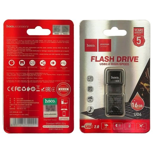 Флеш-память HOCO UD6 (USB2.0/16Gb) (черный)