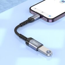 Конвертор HOCO UA24 OTG Lightning (папа) - USB 2.0 (мама) 16.5 см, сірий