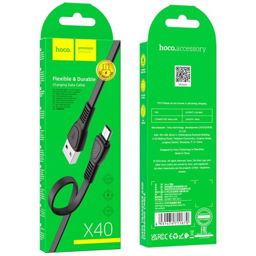 USB кабель HOCO X40 USB - micro USB 1метр, чорний