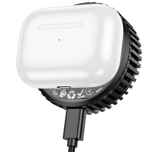 Бездротовий зарядний пристрій HOCO CW57 Air-Cooled 2в1 15W Magnetic Wireless Charger з активним охолодженням, чорний