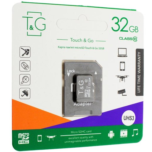 Карта пам'яті micro SDXC 32GB (UHS-3) class 10 T&G (з адаптером)