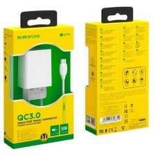 Мережевий зарядний пристрій BOROFONE BA47A Mighty QC3.0 + кабель USB - TYPE-C, білий