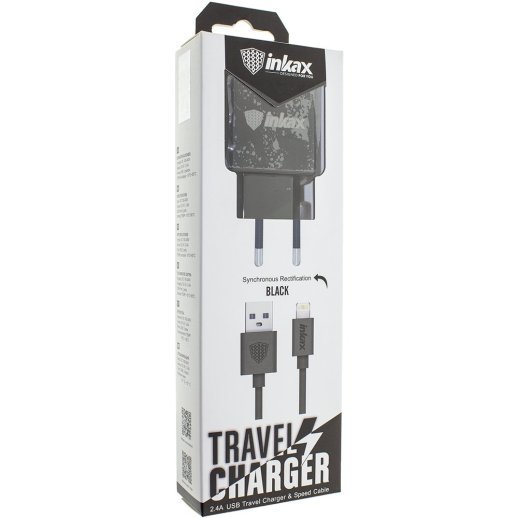 Мережевий зарядний пристрій INKAX CD-01 2.4A + USB кабель LIGHTNING