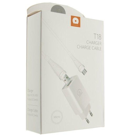 Мережевий зарядний пристрій WUW T18 1000 mA + USB-Micro