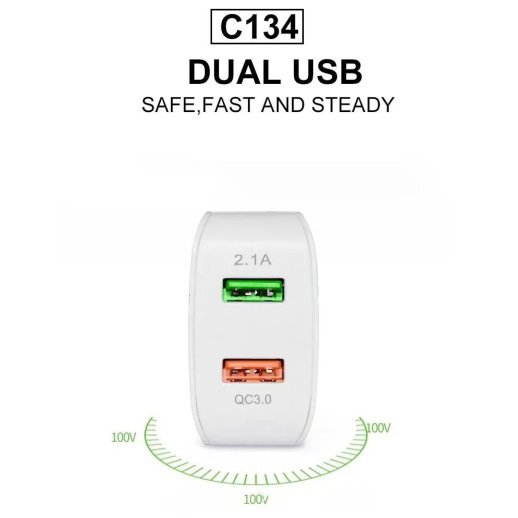 Мережевий зарядний пристрій WUW C134 QC3.0 18W