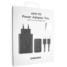 Мережевий зарядний пристрій SAMSUNG TRIO PD 2в1 65W (EP-TA845XBEGCN) + кабель TYPE-C - TYPE-C, чорний в упаковці (D)