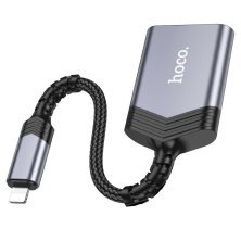 OTG Card Reader HOCO UA25 2в1 Lightning (папа) - картрідер SD/TF card (мама) 19см, сірий