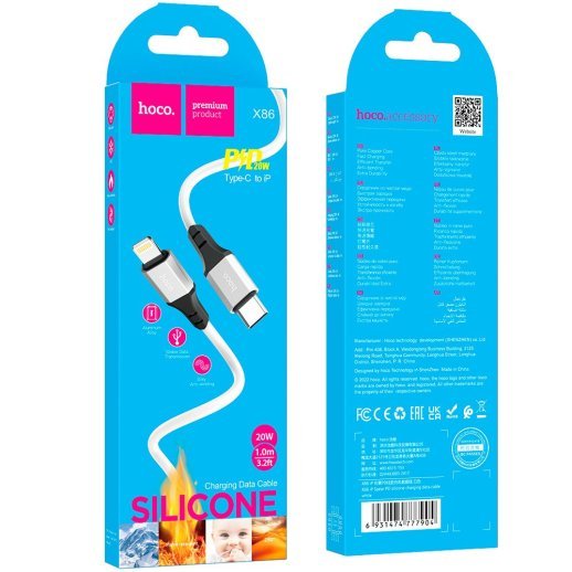 USB-C кабель HOCO X86 Type-C - Lightning, 1 метр, білий