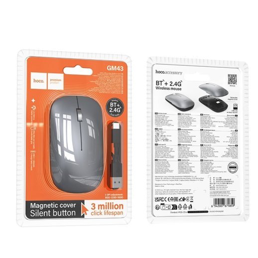 Мишка бездротова HOCO GM43 Adelanto dual-mode (rechargeable version), deep space gray