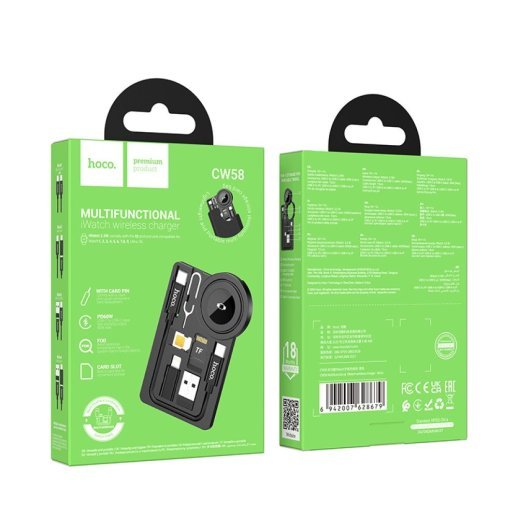 Бездротовий зарядний пристрій HOCO CW58 Multi-Functional Watch Wireless Charger для Apple Watch, чорний