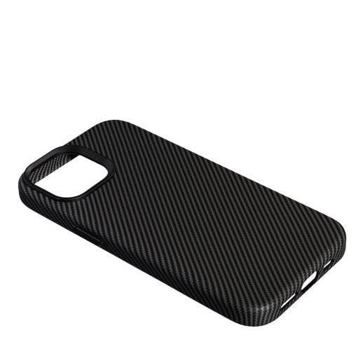 Накладка Leather Carbon With Magnetic для Apple iPhone 14 Black