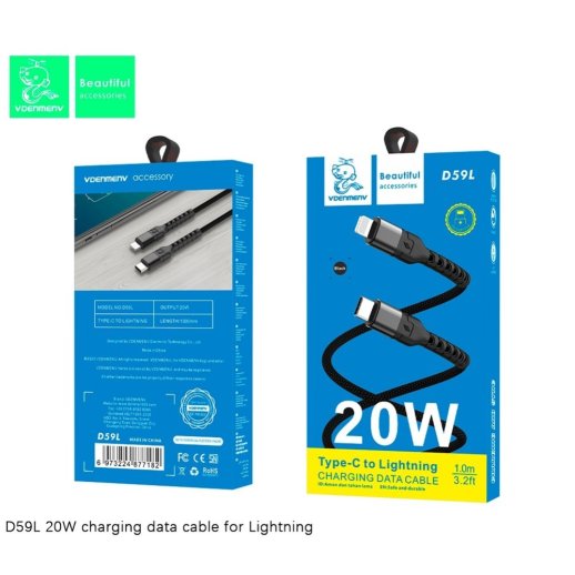 Кабель USB-C Denmen D59L Type-C - Lightning PD 20W