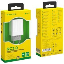 Мережевий зарядний пристрій BOROFONE BA47A Mighty QC3.0, білий