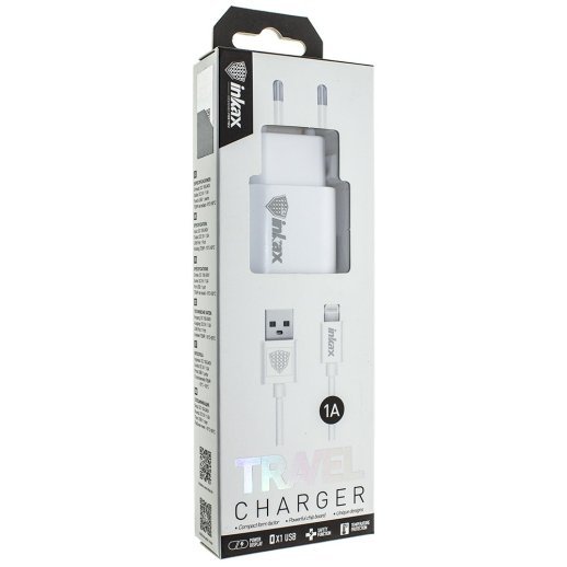 Мережевий зарядний пристрій INKAX CD-08 1.0A + USB кабель LIGHTNING