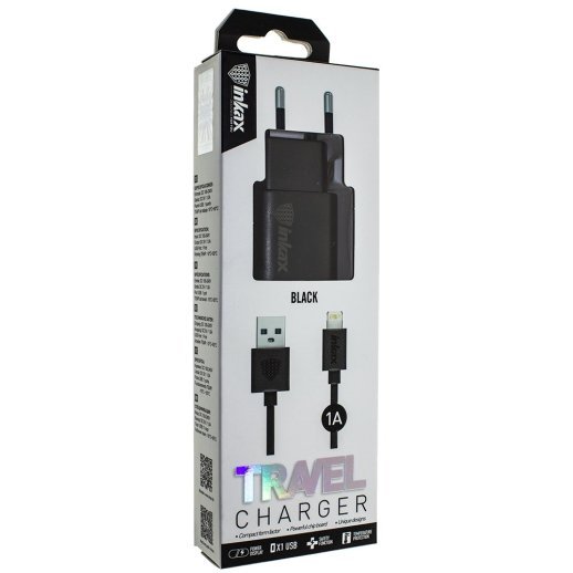 Мережевий зарядний пристрій INKAX CD-08 1.0A + USB кабель LIGHTNING