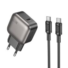 Мережевий зарядний пристрій BOROFONE BAS53A PD 20W USB-C + кабель TYPE-C - TYPE-C, чорний